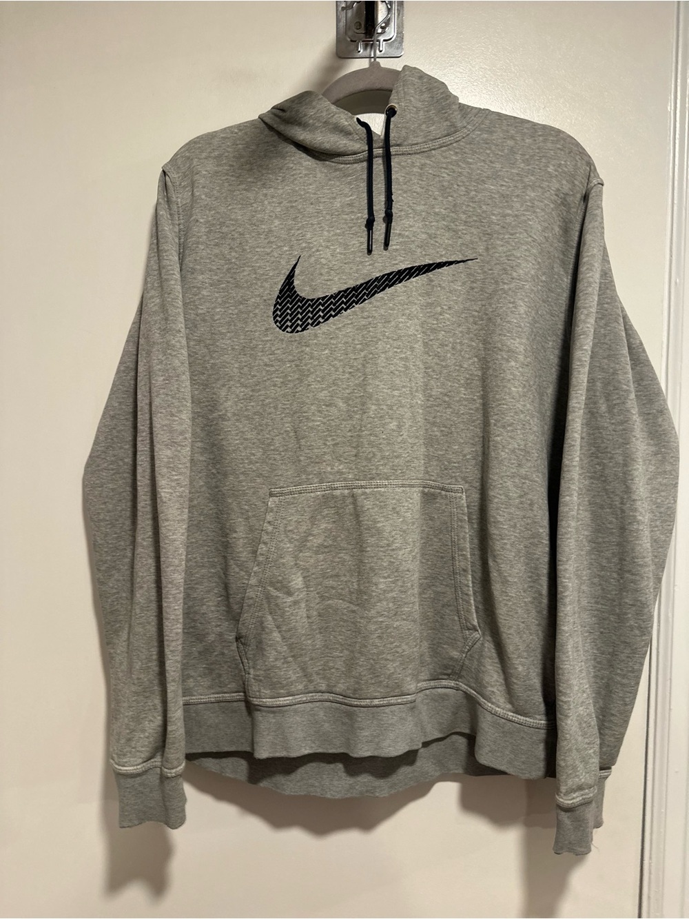 VTG Y2K Nike Hoodie Sz:XL Streetwear Gray Embroidered Big Center Swoosh Pullover